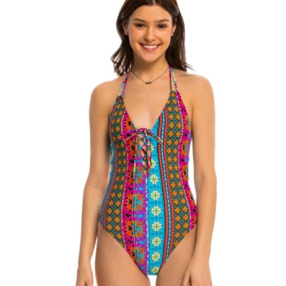 NWT! HOBIE Bright Multicolor One Piece Swimsuit